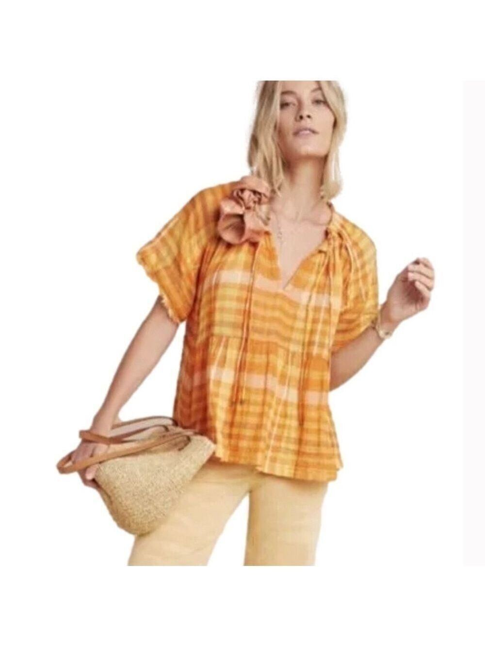 Anthropologie Pilcro The Bette Babydoll Peasant top